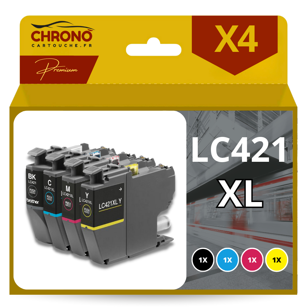 Pack compatible BROTHER LC421XL 4 cartouches - ChronoCartouche