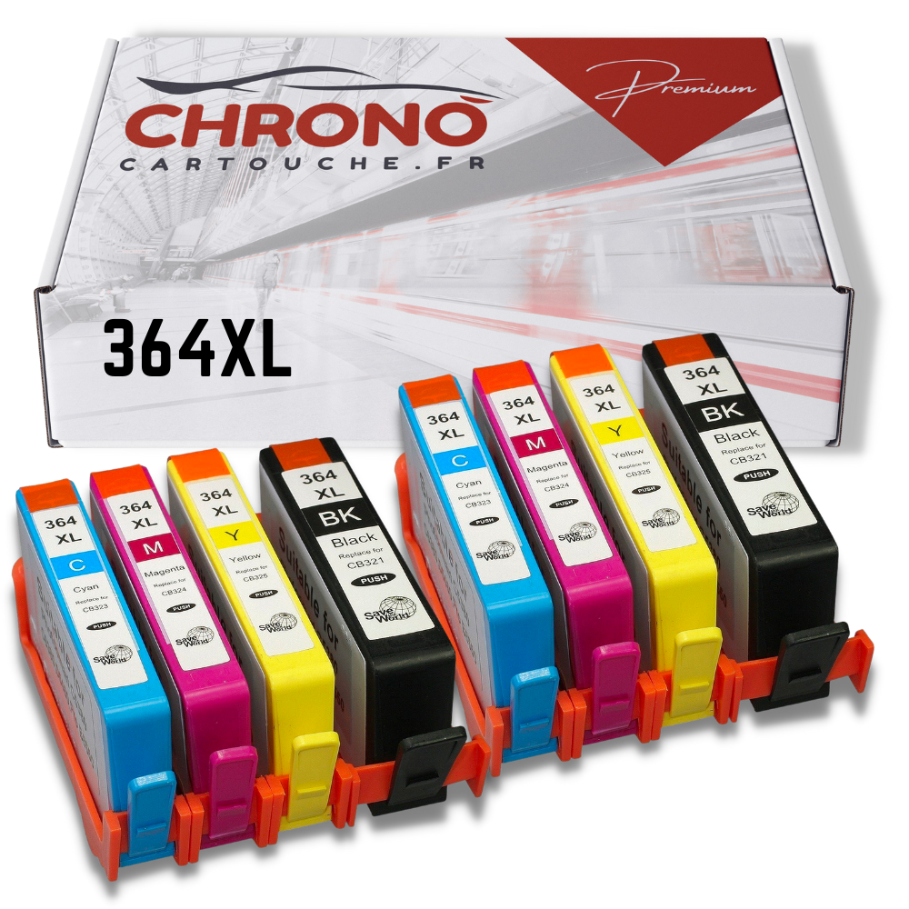 Pack 8 cartouches compatibles HP 364XL